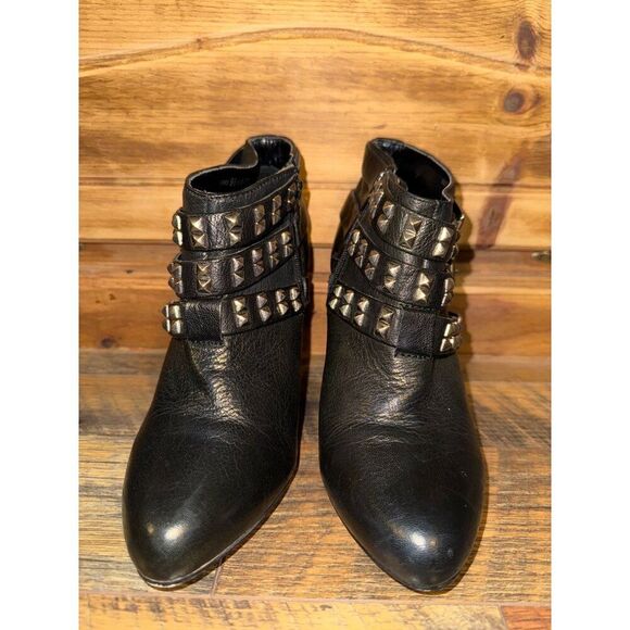 Report Electra Black Buckle Ankle Boots Heels Motorcycle Biker Goth Emo Size 9.5 - Picture 6 of 13